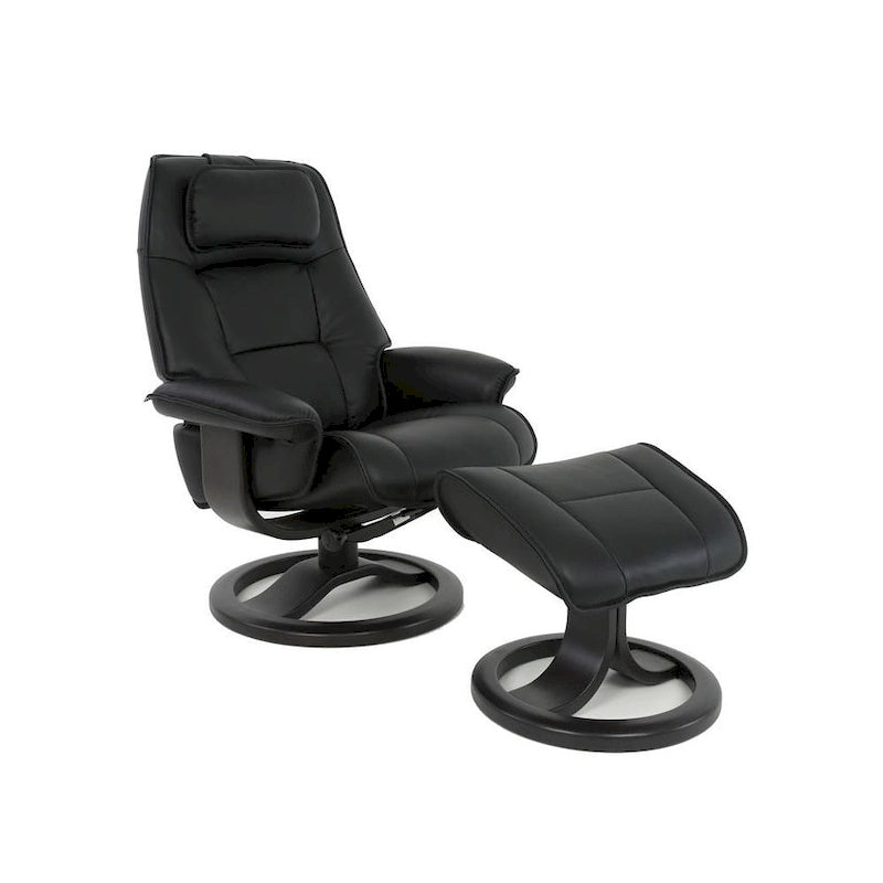 Leather Swivel Recliner with Ottoman