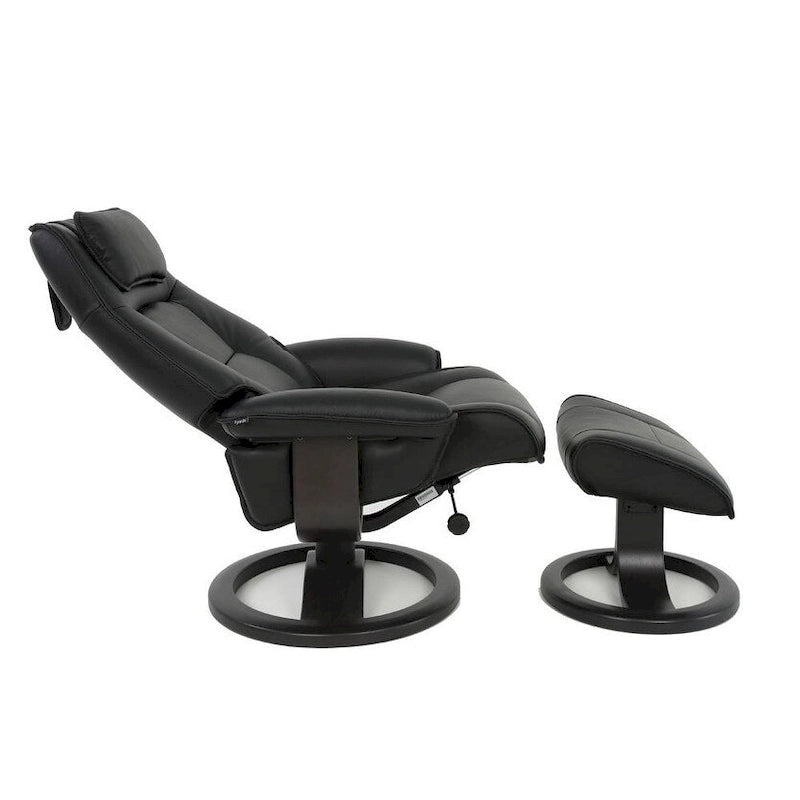 Leather Swivel Recliner with Ottoman