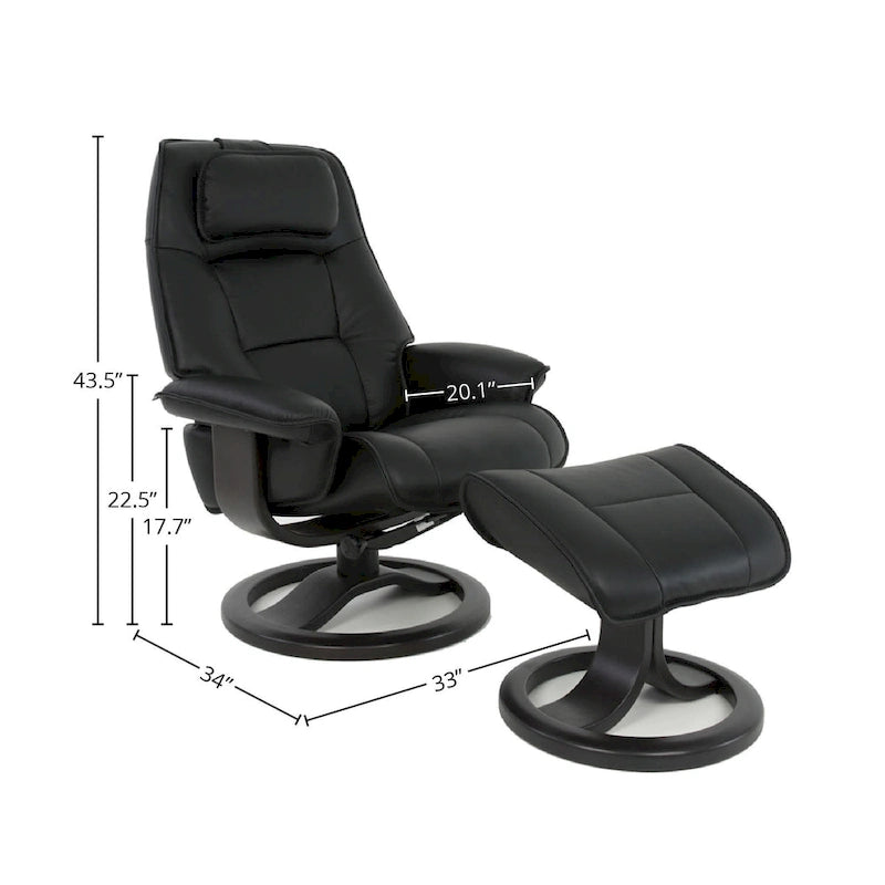 Leather Swivel Recliner with Ottoman