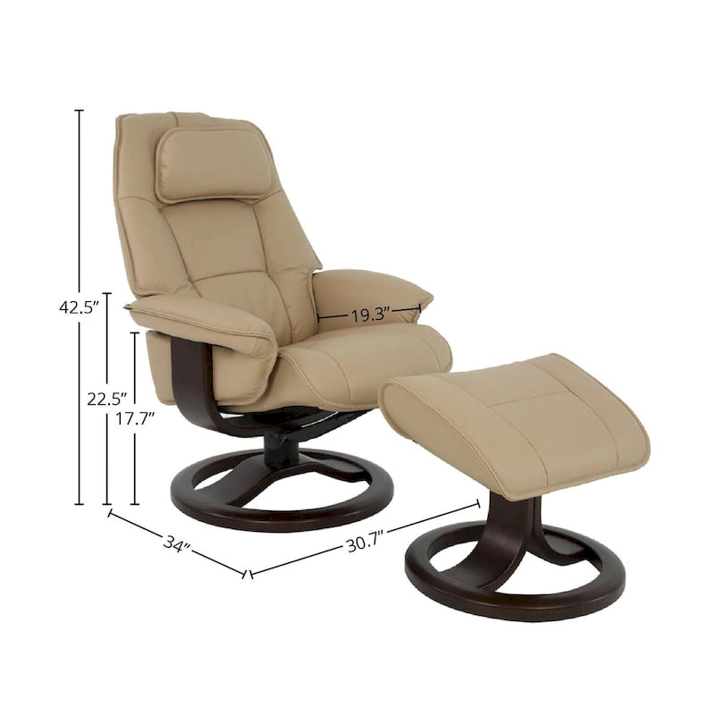 Leather Swivel Recliner with Ottoman