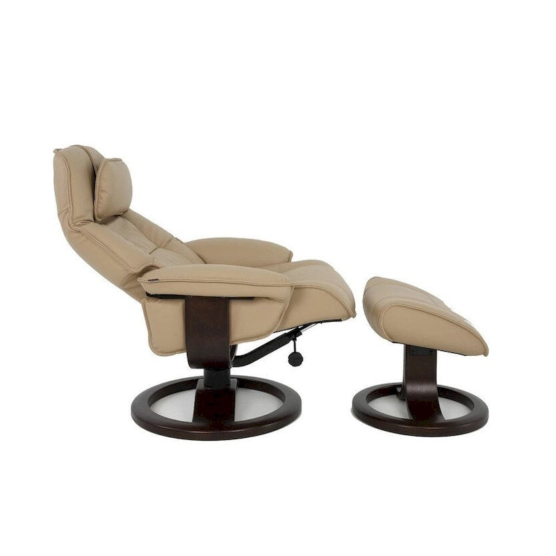 Leather Swivel Recliner with Ottoman