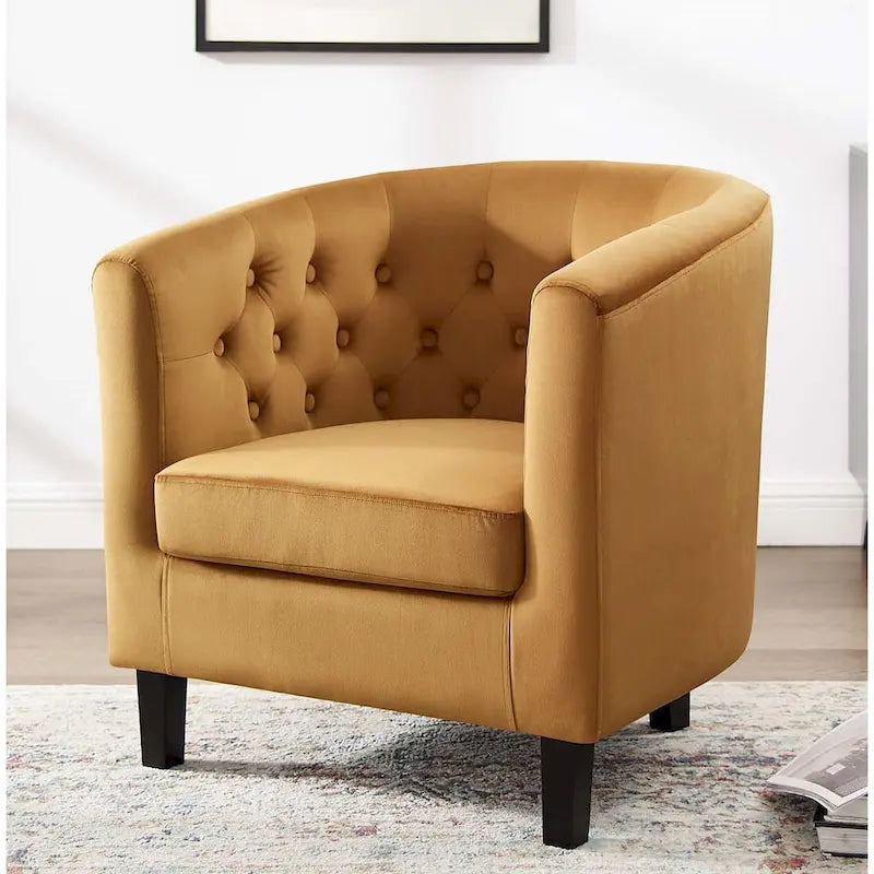Bristol Classic Cognac Velvet Button Tufted Tub Chair