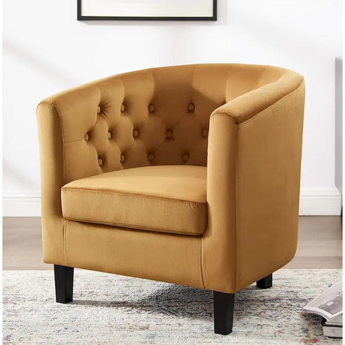 Bristol Classic Cognac Velvet Button Tufted Tub Chair