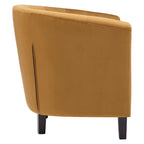 Fauteuil baquet en velours cognac