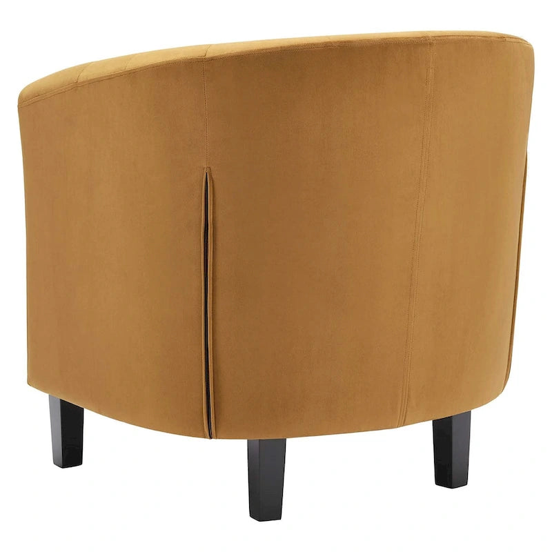 Fauteuil baquet en velours cognac