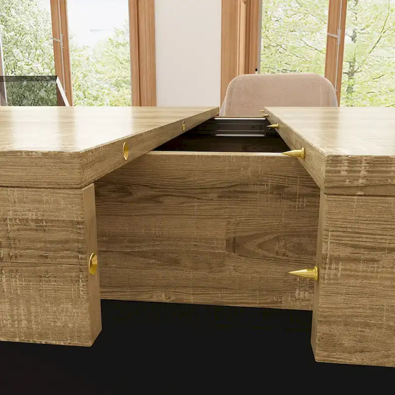 Ausziehbarer Esstisch mit Tischplatte in Holzoptik