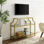 Three-Tier Glass and Gold-Finish Steel Console Table