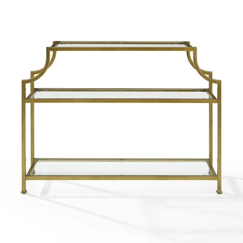 Three-Tier Glass and Gold-Finish Steel Console Table