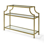 Three-Tier Glass and Gold-Finish Steel Console Table