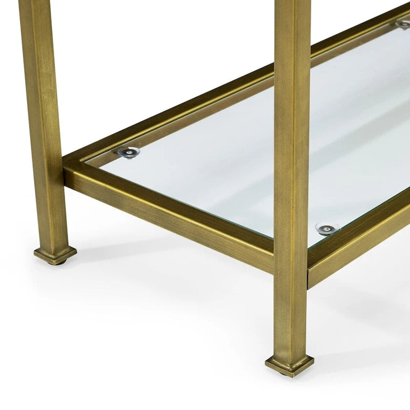 Three-Tier Glass and Gold-Finish Steel Console Table