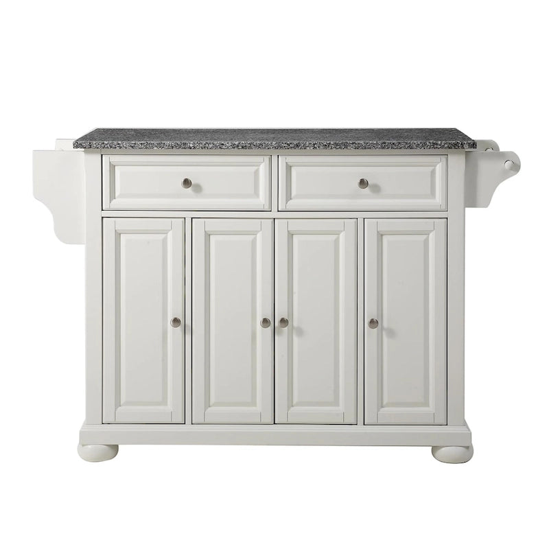 White Kitchen Island with Granite Top