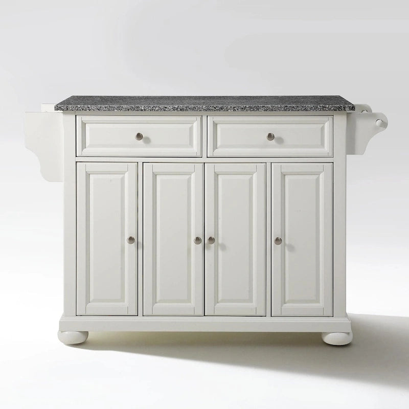 White Kitchen Island with Granite Top