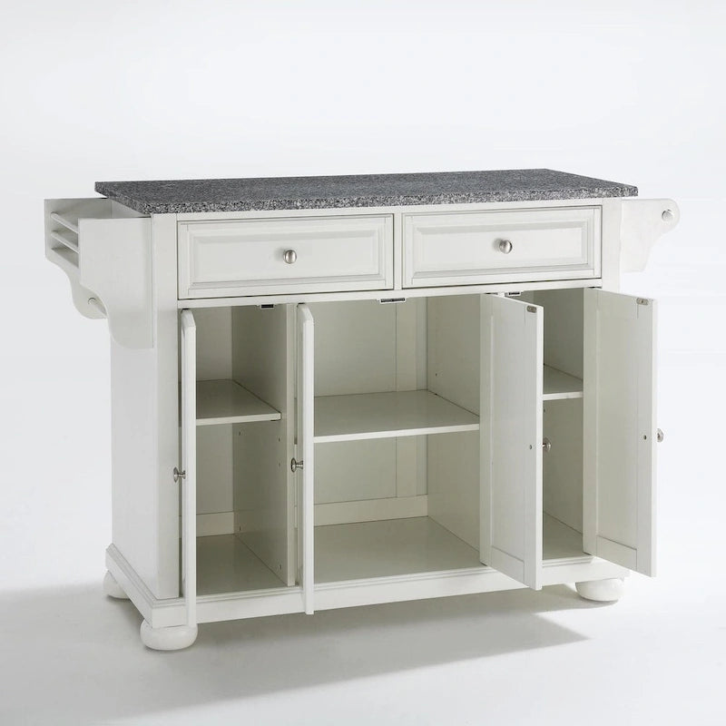 White Kitchen Island with Granite Top