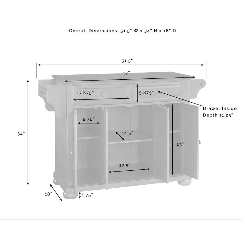 White Kitchen Island with Granite Top