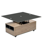 Hub-Couchtisch mit Schubladen und Ablageflächen