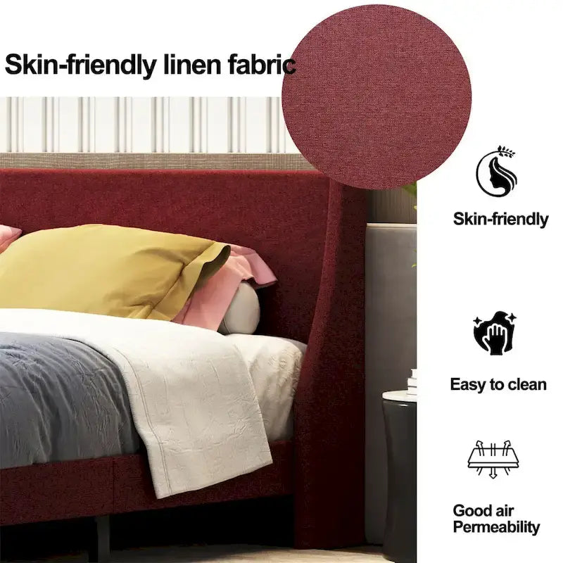 Estrutura de cama de plataforma estofada Full Size com cabeceira ajustável