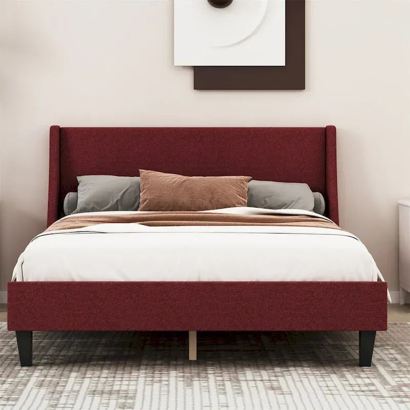 Estrutura de cama de plataforma estofada Full Size com cabeceira ajustável