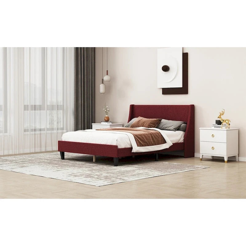 Estrutura de cama de plataforma estofada Full Size com cabeceira ajustável