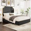 Gepolstertes Queensize-Bettgestell mit 59"-Kopfteil mit Rillenmuster und 4 Schubladen