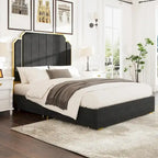 Gepolstertes Queensize-Bettgestell mit 59"-Kopfteil mit Rillenmuster und 4 Schubladen