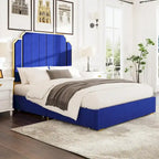 Gepolstertes Queensize-Bettgestell mit 59"-Kopfteil mit Rillenmuster und 4 Schubladen