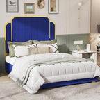 Gepolstertes Queensize-Bettgestell mit 59"-Kopfteil mit Rillenmuster und 4 Schubladen