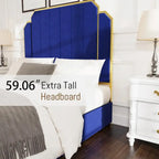 Gepolstertes Queensize-Bettgestell mit 59"-Kopfteil mit Rillenmuster und 4 Schubladen