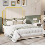 Gepolstertes Queensize-Bettgestell mit 59"-Kopfteil mit Rillenmuster und 4 Schubladen