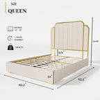 Gepolstertes Queensize-Bettgestell mit 59"-Kopfteil mit Rillenmuster und 4 Schubladen
