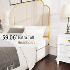 Gepolstertes Queensize-Bettgestell mit 59"-Kopfteil mit Rillenmuster und 4 Schubladen