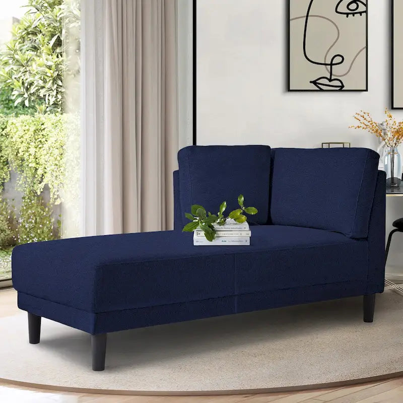 Tapicerowana sofa szezlong z ramą z litego drewna
