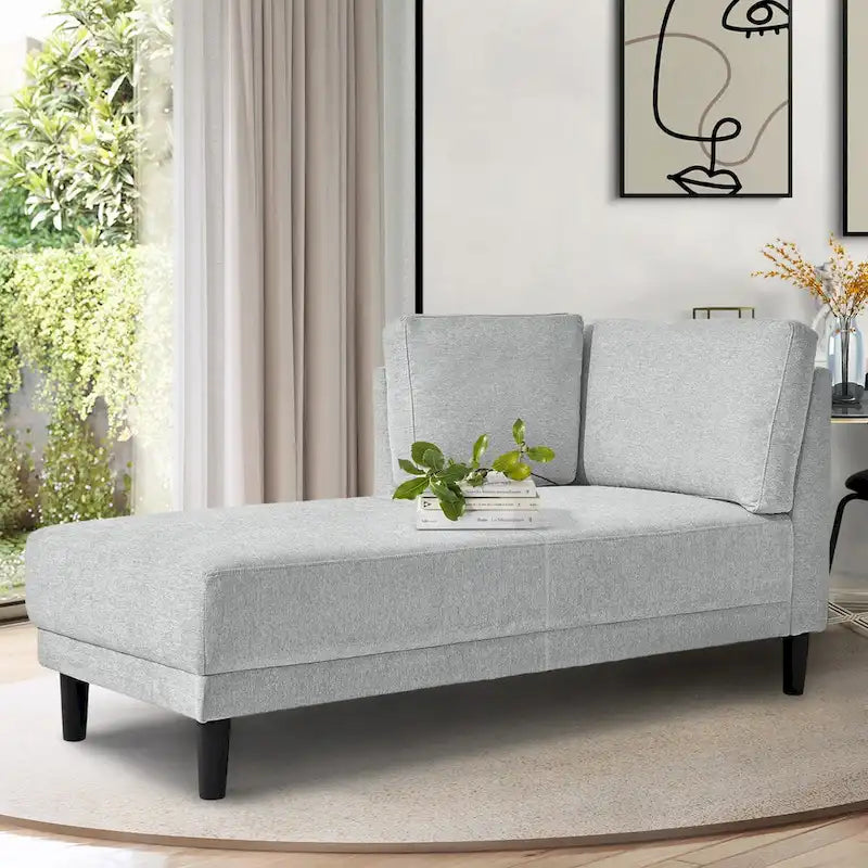 Mid-Century Modern Upholstered Chaise Lounge Sofa