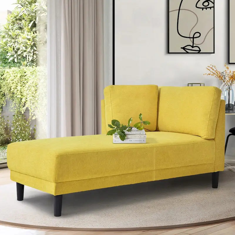 Chaise longue imbottita con struttura in legno massello