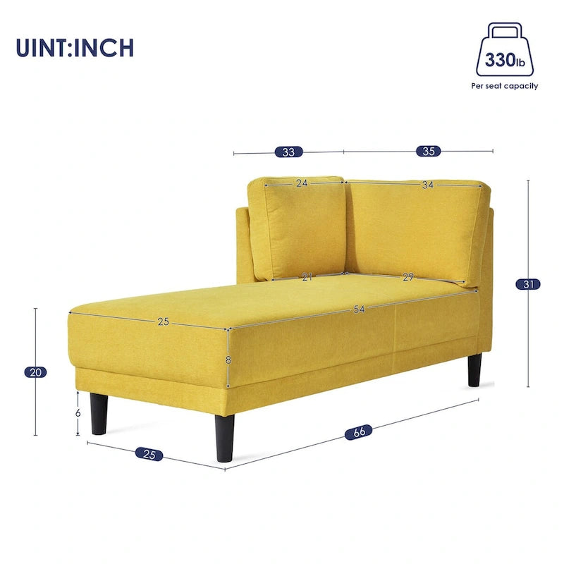 Chaise longue imbottita con struttura in legno massello