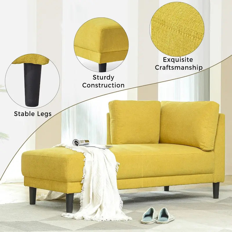 Chaise longue imbottita con struttura in legno massello