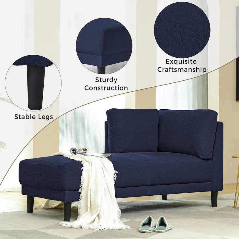 Chaise longue imbottita con struttura in legno massello