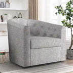 Poltroncina decorativa girevole in tessuto con trapuntatura a bottoni