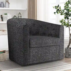 Poltroncina decorativa girevole in tessuto con trapuntatura a bottoni
