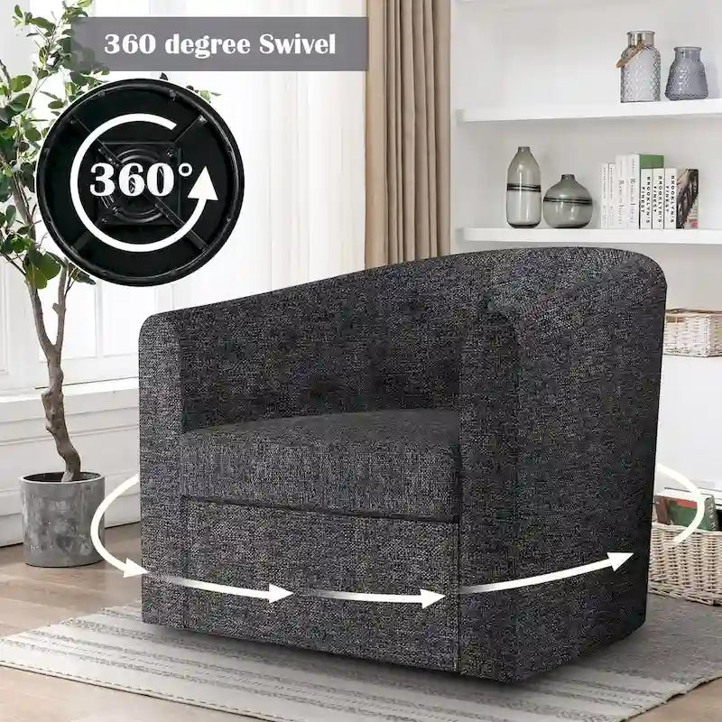 Poltroncina decorativa girevole in tessuto con trapuntatura a bottoni