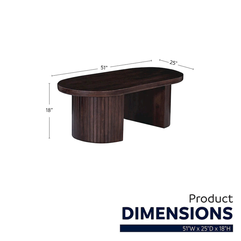 Ovale bruine houten salontafel van 51 in