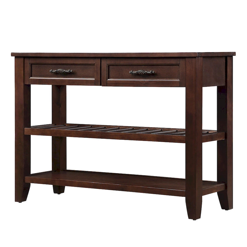 Console Table with 2 Storage Drawers and 2 Open Shelves