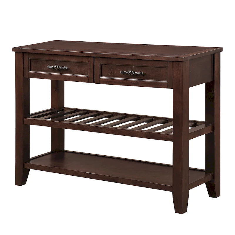 Console Table with 2 Storage Drawers and 2 Open Shelves