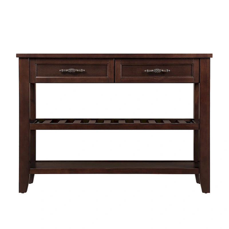 Console Table with 2 Storage Drawers and 2 Open Shelves