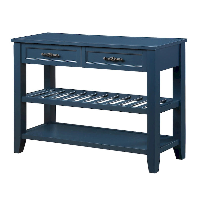 Console Table with 2 Storage Drawers and 2 Open Shelves