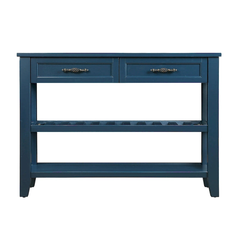 Console Table with 2 Storage Drawers and 2 Open Shelves
