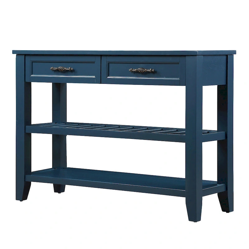 Console Table with 2 Storage Drawers and 2 Open Shelves
