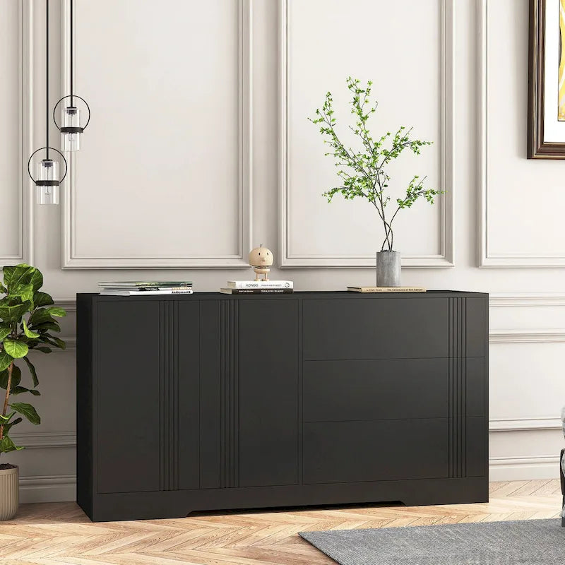Buffet avec rangement, trois tiroirs et deux compartiments à portes