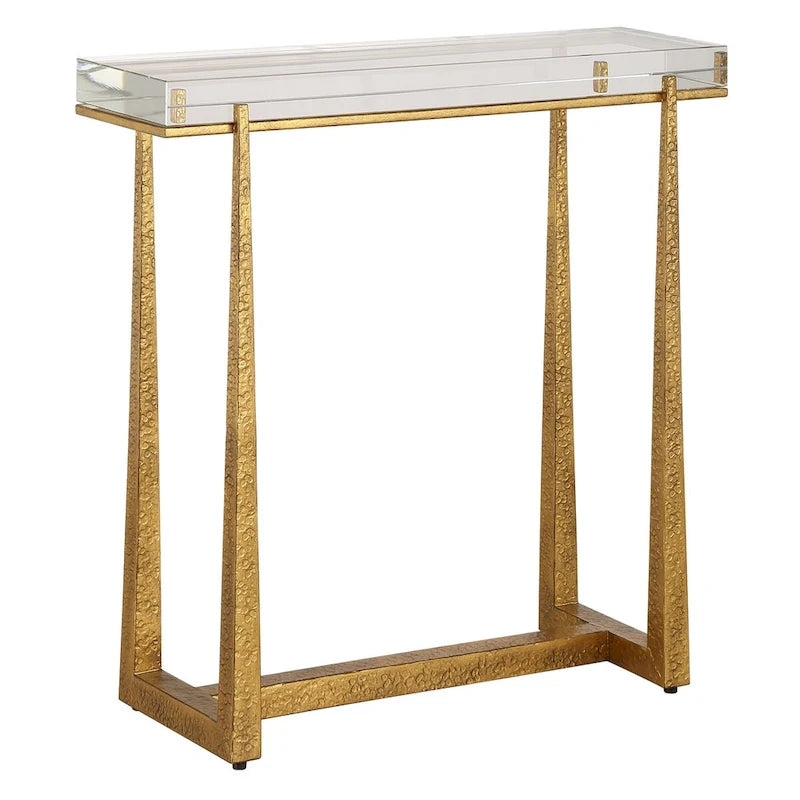Table d'appoint finition dorée avec plateau en verre
