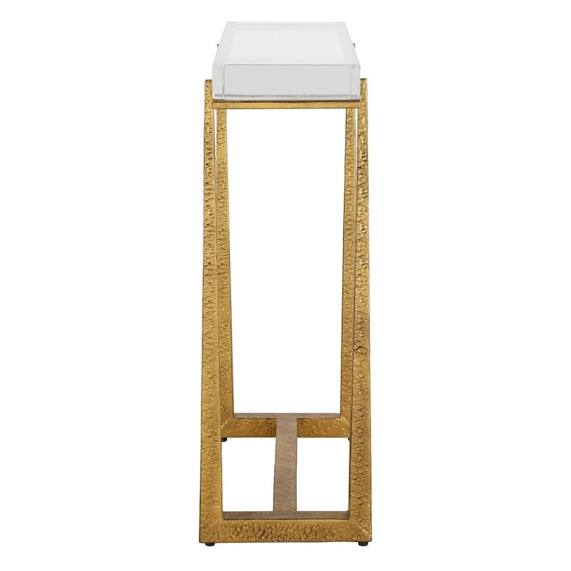 Table d'appoint finition dorée avec plateau en verre